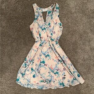 Lush Floral Patterned Dress with Blue and Pink Accents